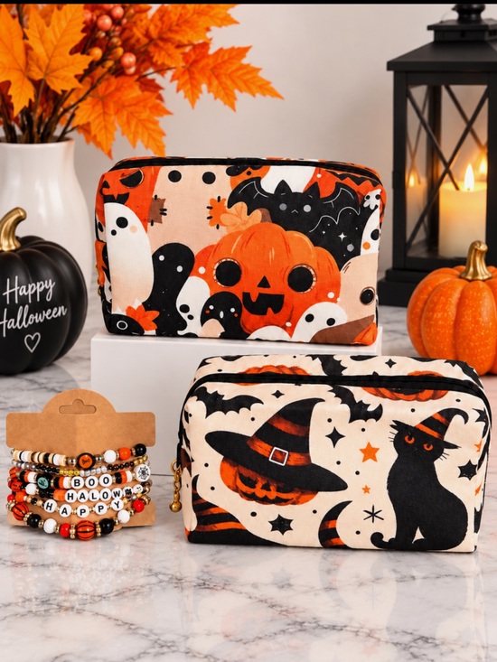 Accessories - Halloween Makeup Bags/Pouch & 6 Piece Bracelet Set NWOT